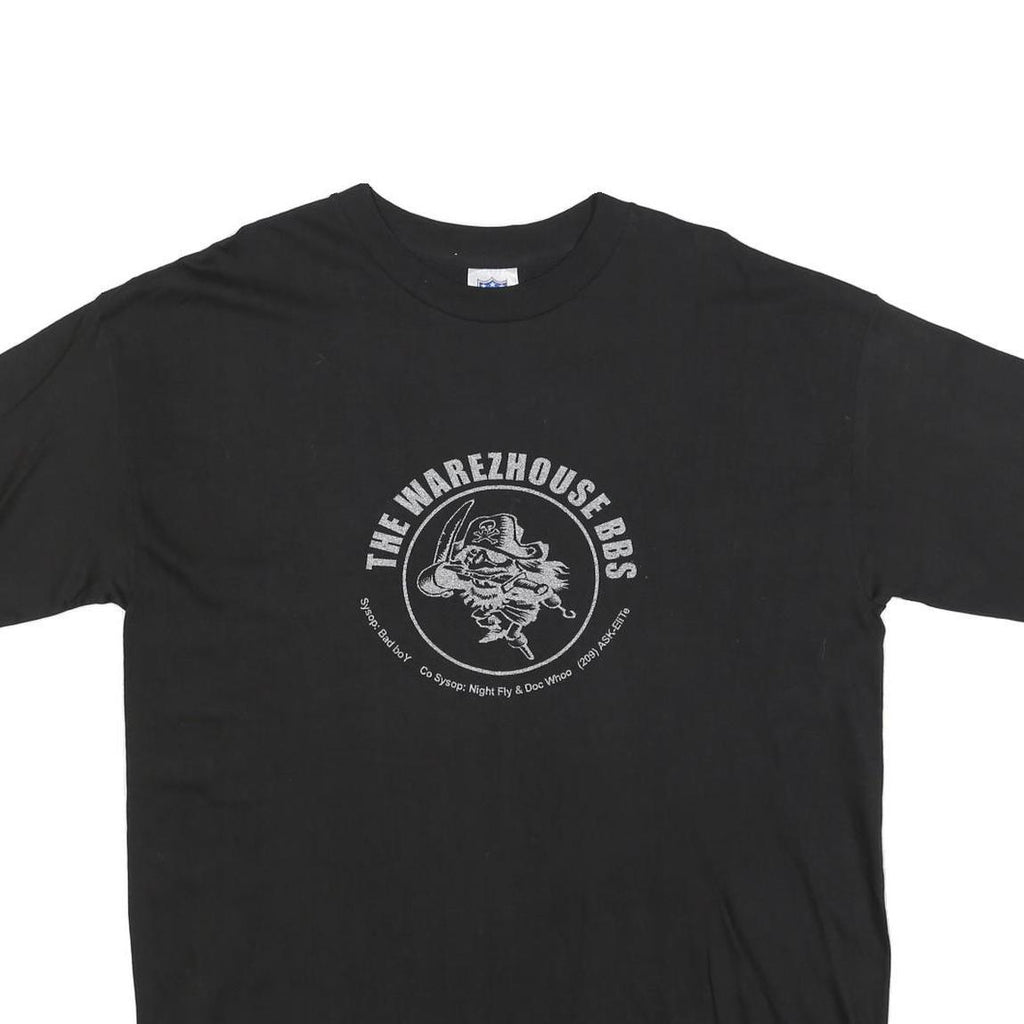 TNT Mens Black Pirate Graphic T-Shirt XL Short Sleeve Crew Neck Cotton Blend