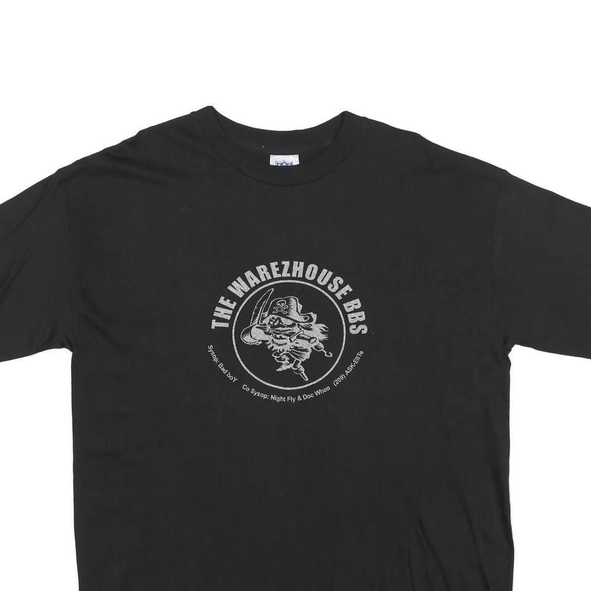 TNT Mens Black Pirate Graphic T-Shirt XL Short Sleeve Crew Neck Cotton Blend