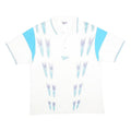 REEBOK Mens White & Blue Abstract Print Short Sleeve Polo Shirt L Casual