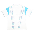 REEBOK Mens White & Blue Abstract Print Short Sleeve Polo Shirt L Casual