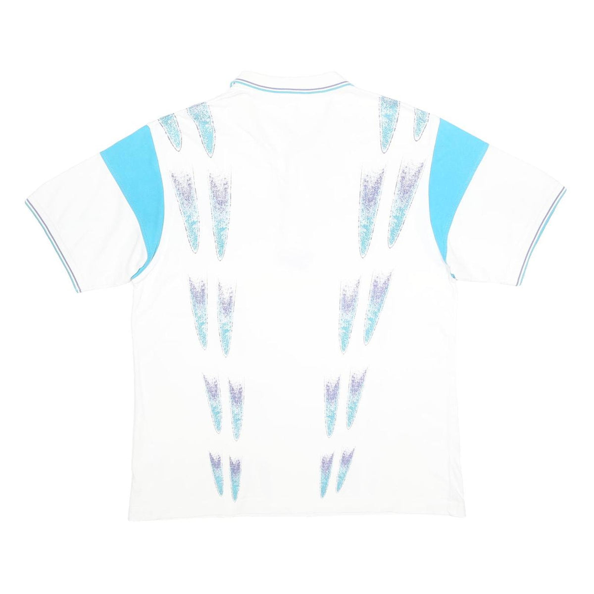 REEBOK Mens White & Blue Abstract Print Short Sleeve Polo Shirt L Casual