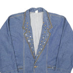 Womens Blue Denim Stud Detail Button Jacket L Cotton Classic Relaxed