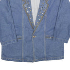 Womens Blue Denim Stud Detail Button Jacket L Cotton Classic Relaxed