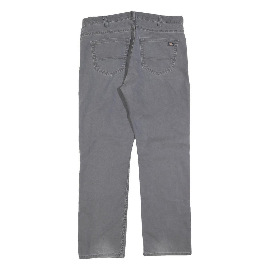 DICKIES Mens Regular Fit Grey Cotton Blend Zip Trousers W36 L34 Workwear Durable