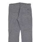 DICKIES Mens Regular Fit Grey Cotton Blend Zip Trousers W36 L34 Workwear Durable