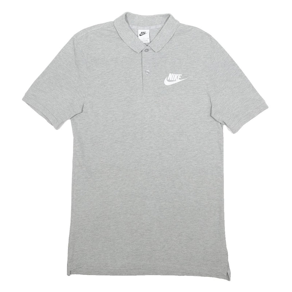 NIKE Mens Grey Short Sleeve Plain Polo Shirt S Cotton Classic Sportswear