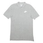 NIKE Mens Grey Short Sleeve Plain Polo Shirt S Cotton Classic Sportswear