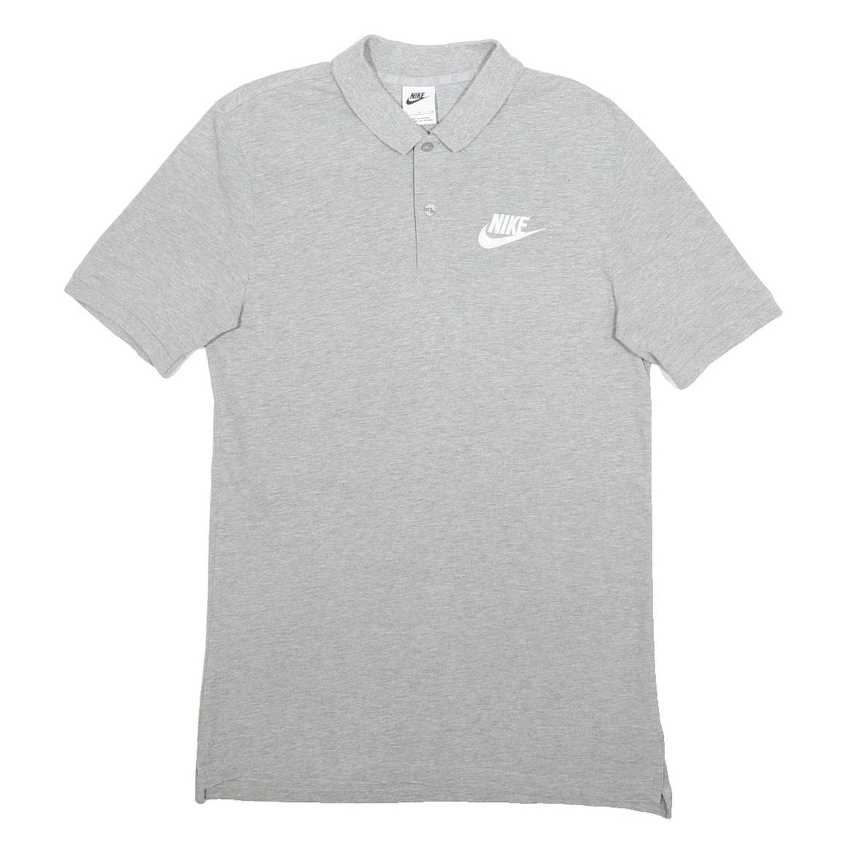 NIKE Mens Grey Short Sleeve Plain Polo Shirt S Cotton Classic Sportswear