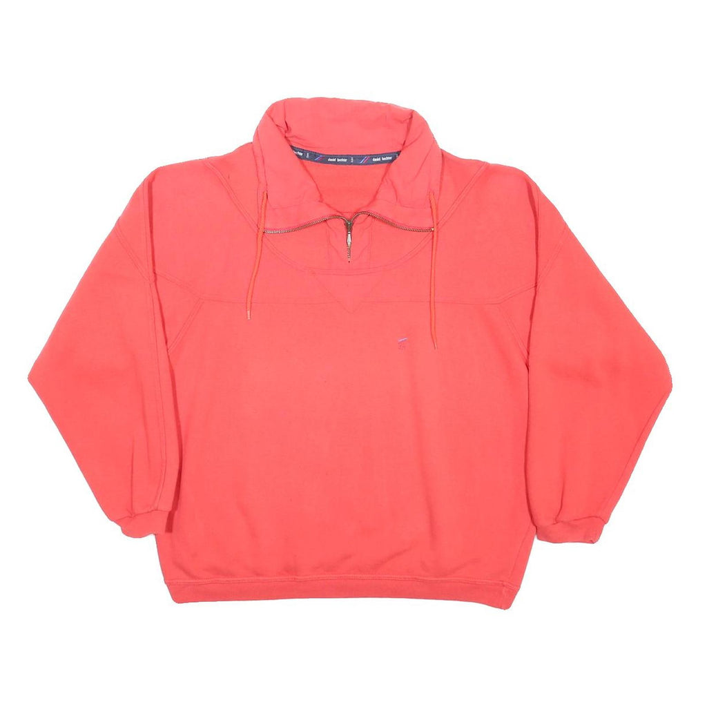 DANIEL HECHTER Womens Red 1/4 Zip Collar L Casual Cotton Blend Sweatshirt