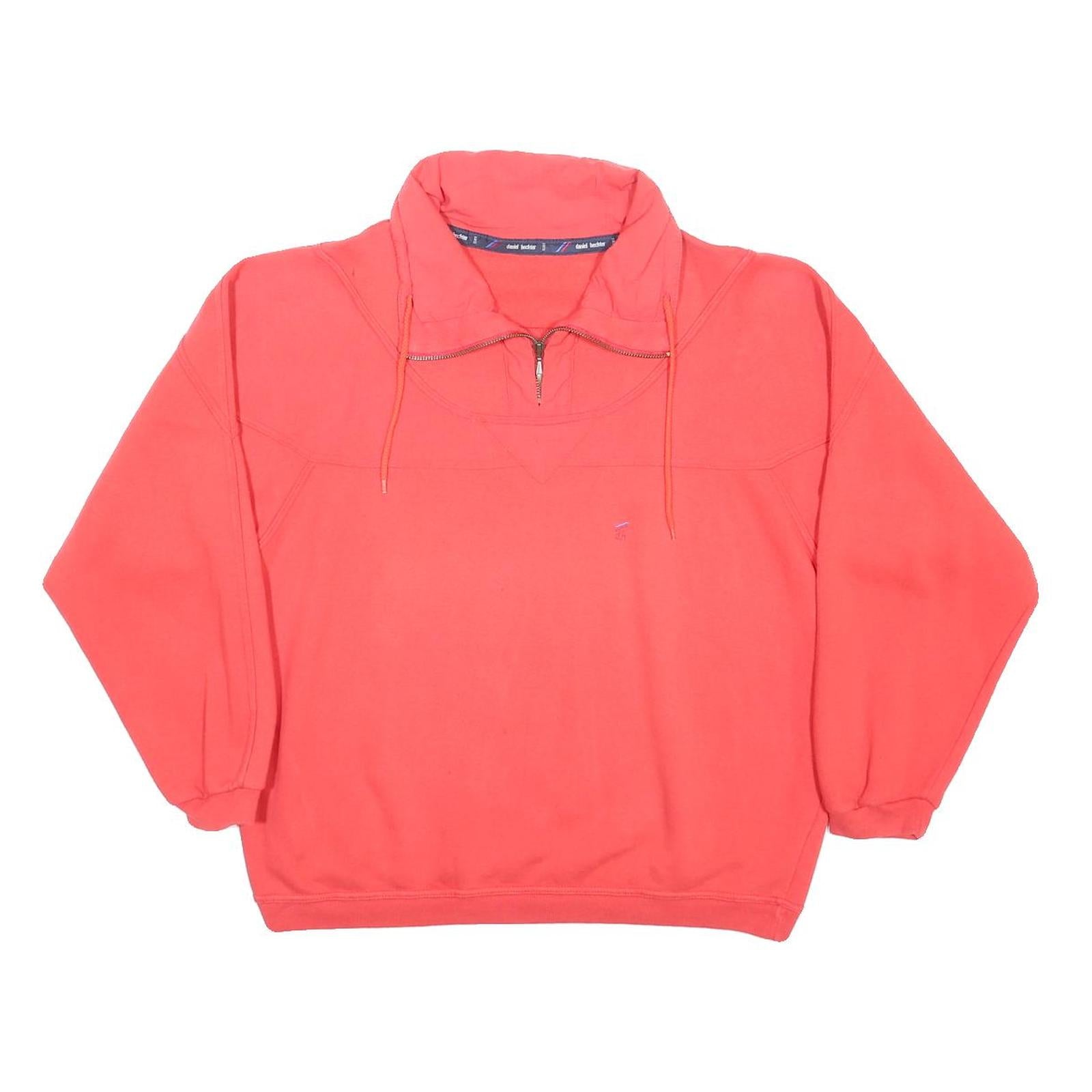 DANIEL HECHTER Womens Red 1/4 Zip Collar L Casual Cotton Blend Sweatshirt