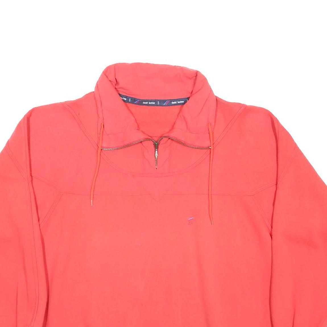 DANIEL HECHTER Womens Red 1/4 Zip Collar L Casual Cotton Blend Sweatshirt