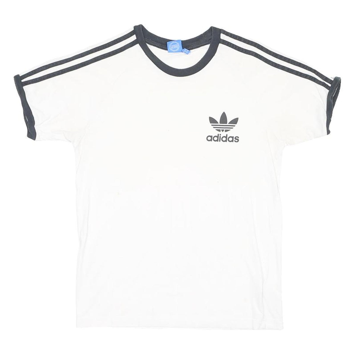ADIDAS Mens White & Black Vintage T-Shirt M Short Sleeve Crew Neck Sportswear