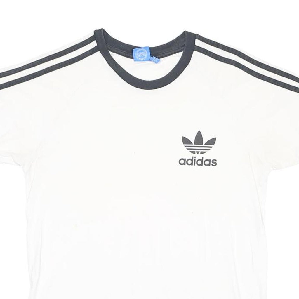 ADIDAS Mens White & Black Vintage T-Shirt M Short Sleeve Crew Neck Sportswear