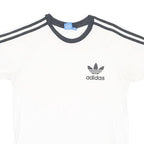 ADIDAS Mens White & Black Vintage T-Shirt M Short Sleeve Crew Neck Sportswear