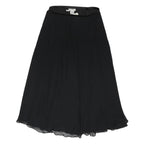 HOLT RENFREW Womens Black A-Line Midi Woven Skirt UK 14 Elegant Polyester Blend