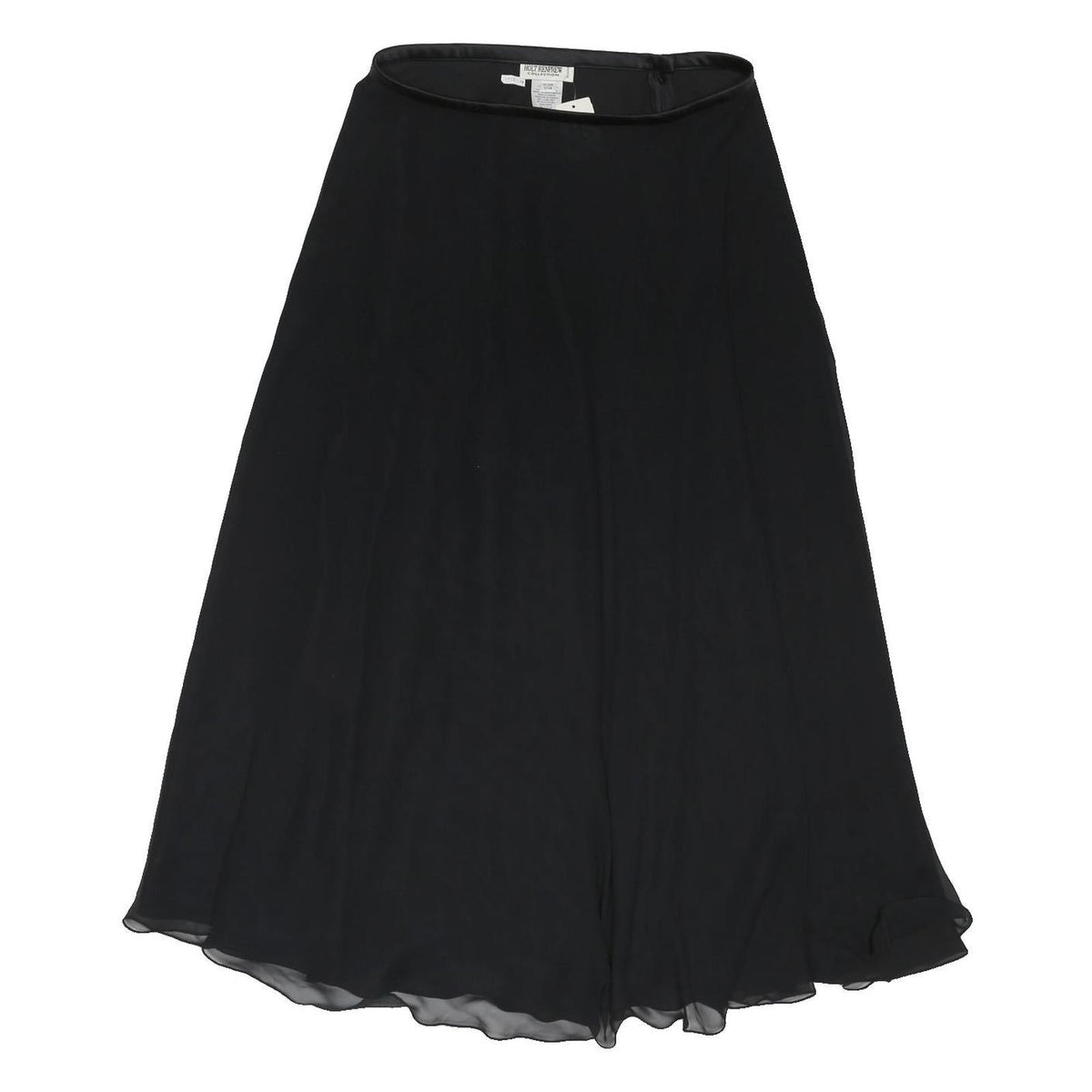 HOLT RENFREW Womens Black A-Line Midi Woven Skirt UK 14 Elegant Polyester Blend