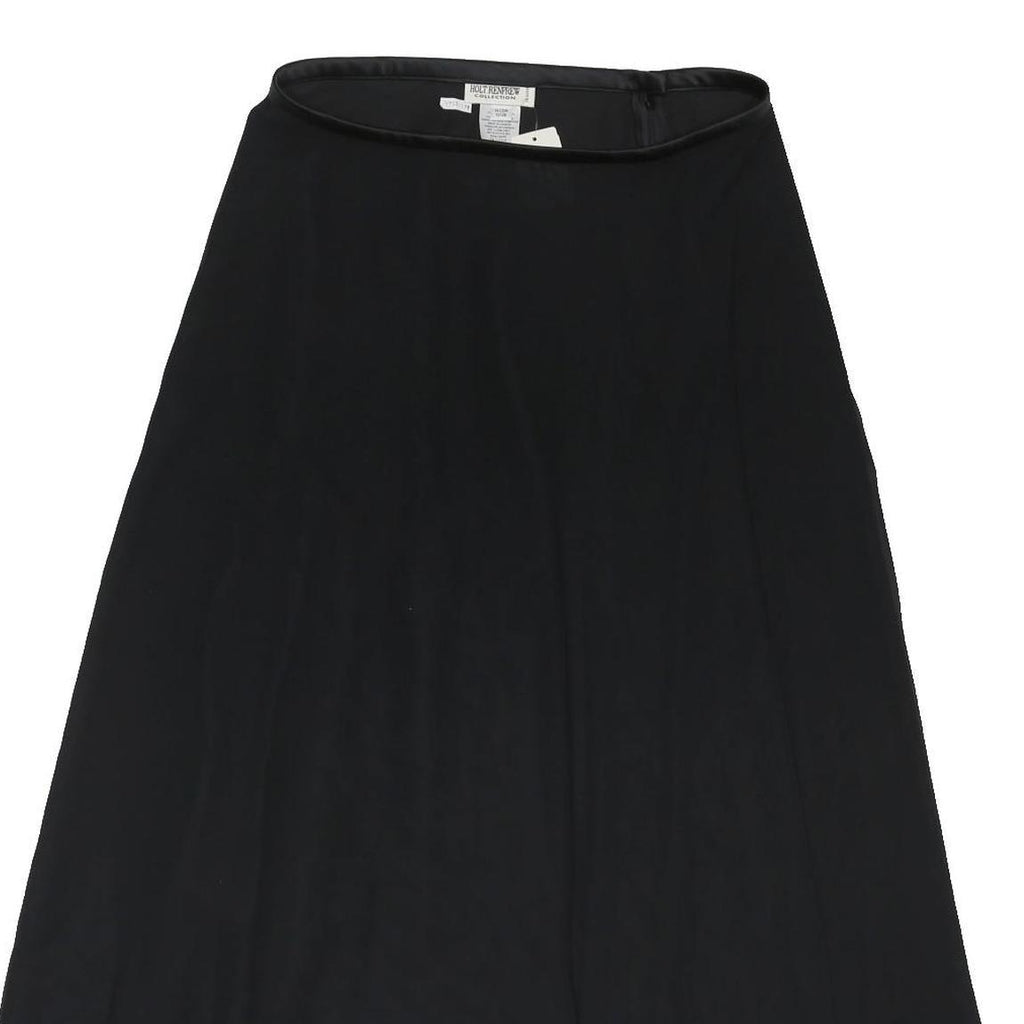 HOLT RENFREW Womens Black A-Line Midi Woven Skirt UK 14 Elegant Polyester Blend