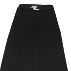 HOLT RENFREW Womens Black A-Line Midi Woven Skirt UK 14 Elegant Polyester Blend