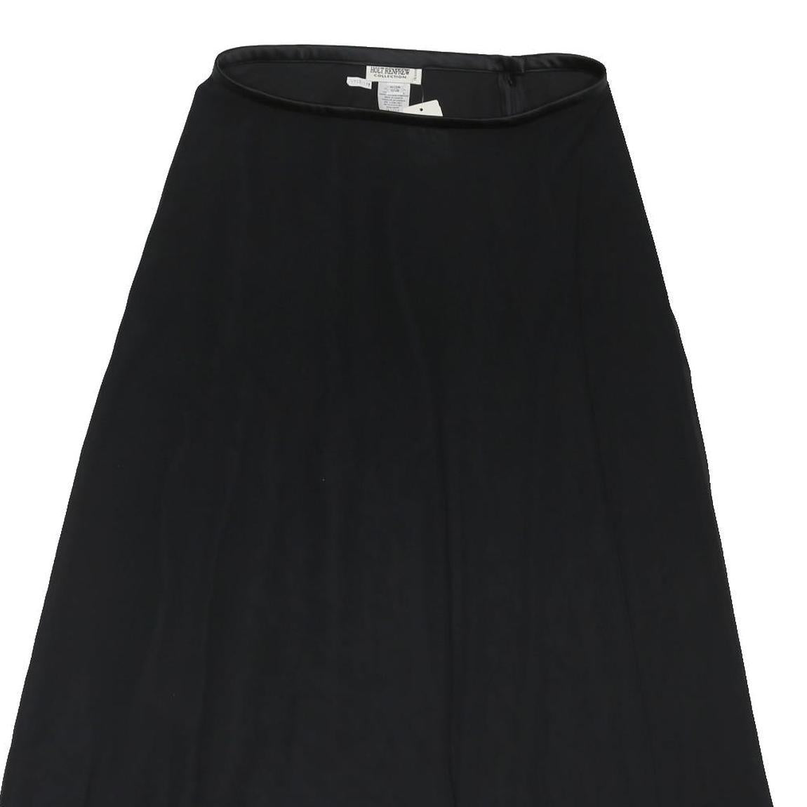 HOLT RENFREW Womens Black A-Line Midi Woven Skirt UK 14 Elegant Polyester Blend