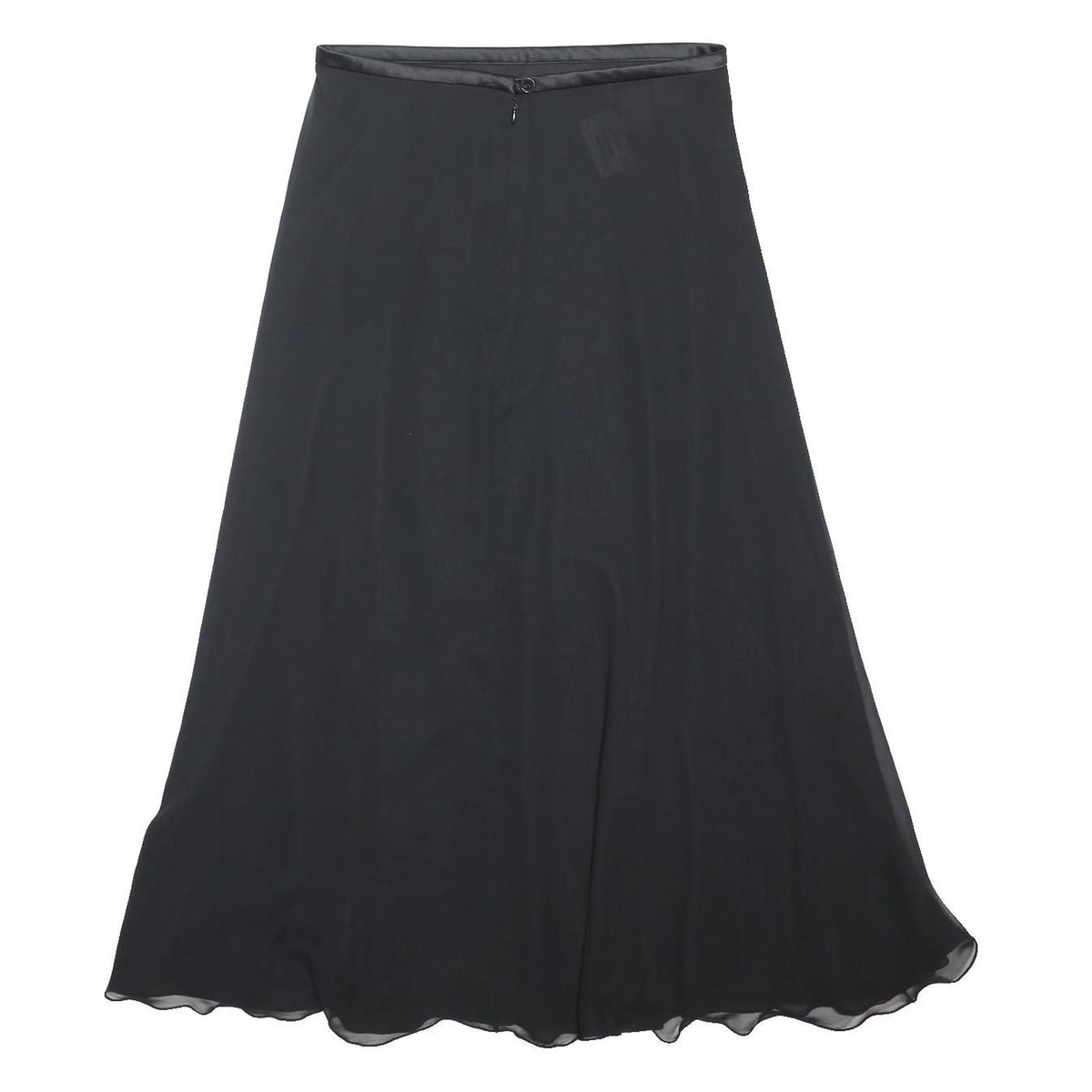 HOLT RENFREW Womens Black A-Line Midi Woven Skirt UK 14 Elegant Polyester Blend
