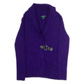 LAUREN RALPH LAUREN Shawl Collar Womens Cardigan Purple Roll Neck Tight Knit L
