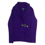 LAUREN RALPH LAUREN Shawl Collar Womens Cardigan Purple Roll Neck Tight Knit L