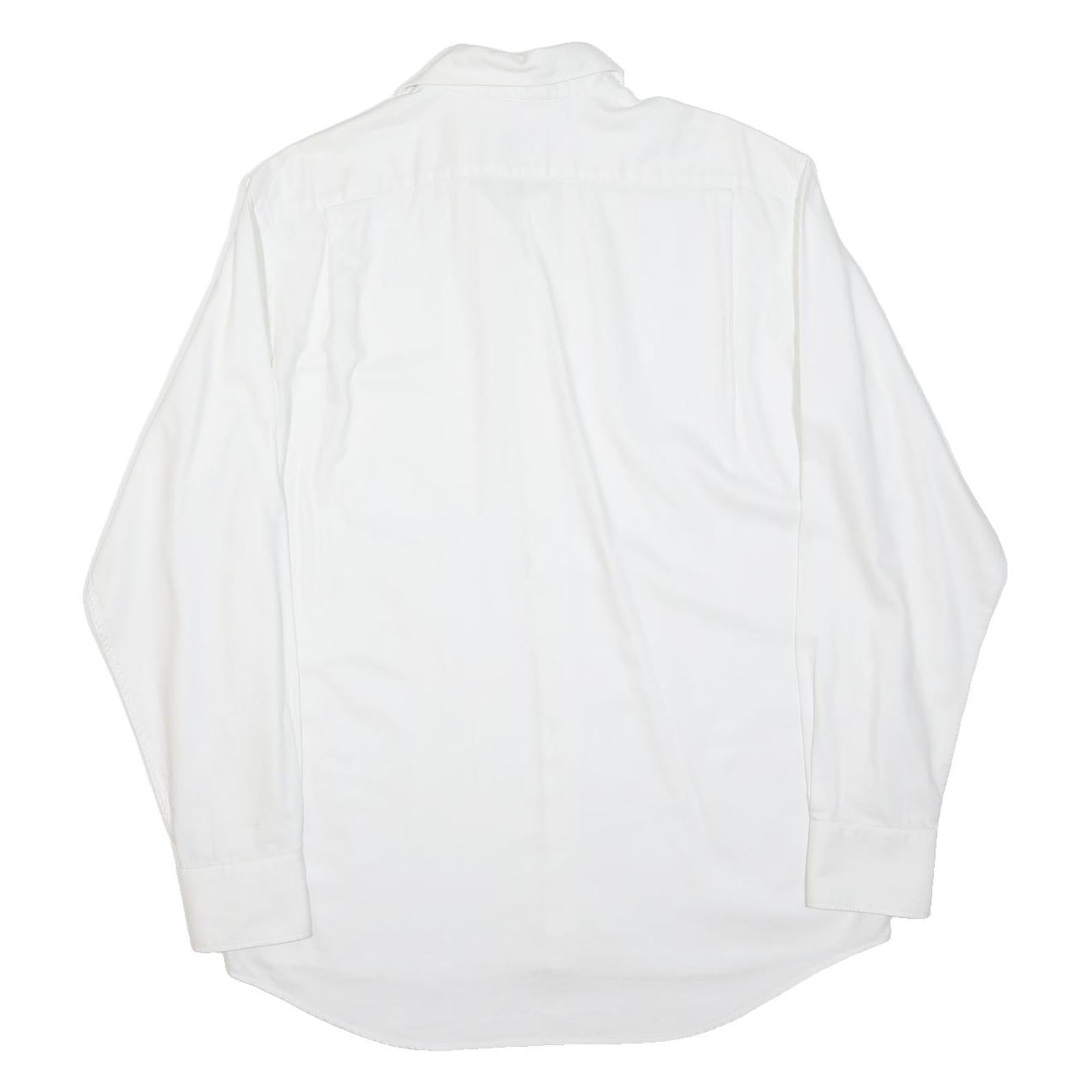 LACOSTE Mens White Classic Shirt L Cotton Blend Long Sleeve Button Collar