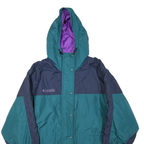 COLUMBIA Womens Blue & Teal Hooded Jacket L Polyester Blend Outerwear Zip