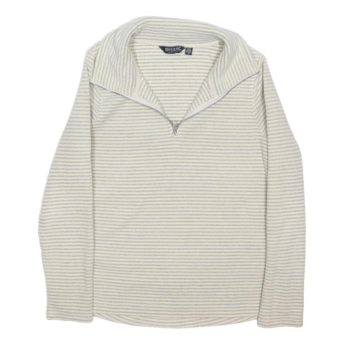 REGATTA Womens Cream Striped Polyester Blend Patterned Half Zip Jumper UK 12