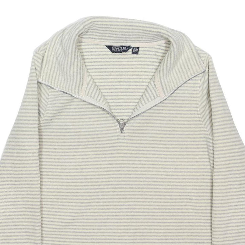 REGATTA Womens Cream Striped Polyester Blend Patterned Half Zip Jumper UK 12