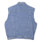 BLUE ONE Mens Blue Denim Jacket L Cotton Blend Button Sleeveless Classic Casual