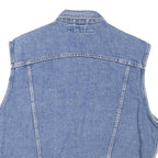 BLUE ONE Mens Blue Denim Jacket L Cotton Blend Button Sleeveless Classic Casual