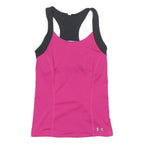 UNDER ARMOUR Womens Pink & Black Athletic T-Shirt M Sleeveless Racerback Sports