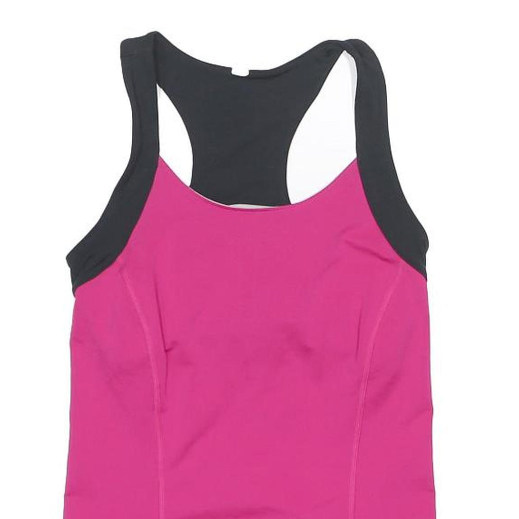 UNDER ARMOUR Womens Pink & Black Athletic T-Shirt M Sleeveless Racerback Sports