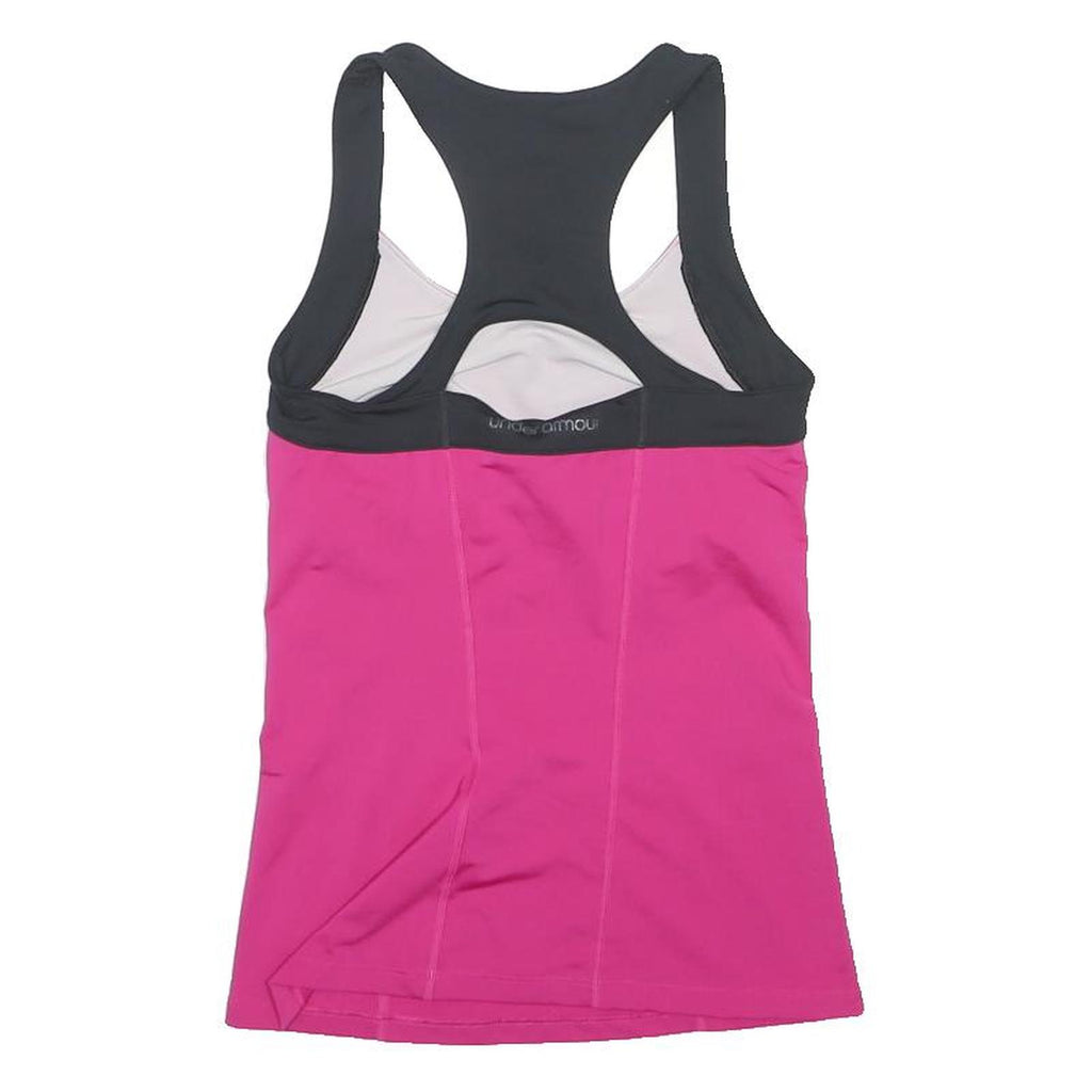 UNDER ARMOUR Womens Pink & Black Athletic T-Shirt M Sleeveless Racerback Sports