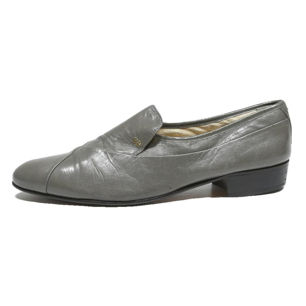 STACYADAMS Womens Grey Leather Slip-On Shoes UK 8 Elegant Comfortable Footwear