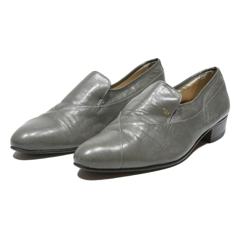 STACYADAMS Womens Grey Leather Slip-On Shoes UK 8 Elegant Comfortable Footwear