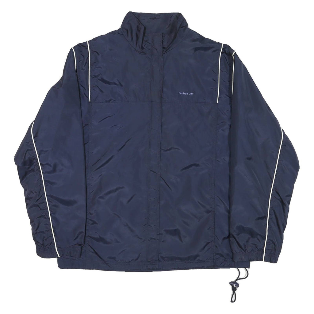 REEBOK Mens Navy Blue Jacket M Nylon Plain Sportswear Activewear Zip