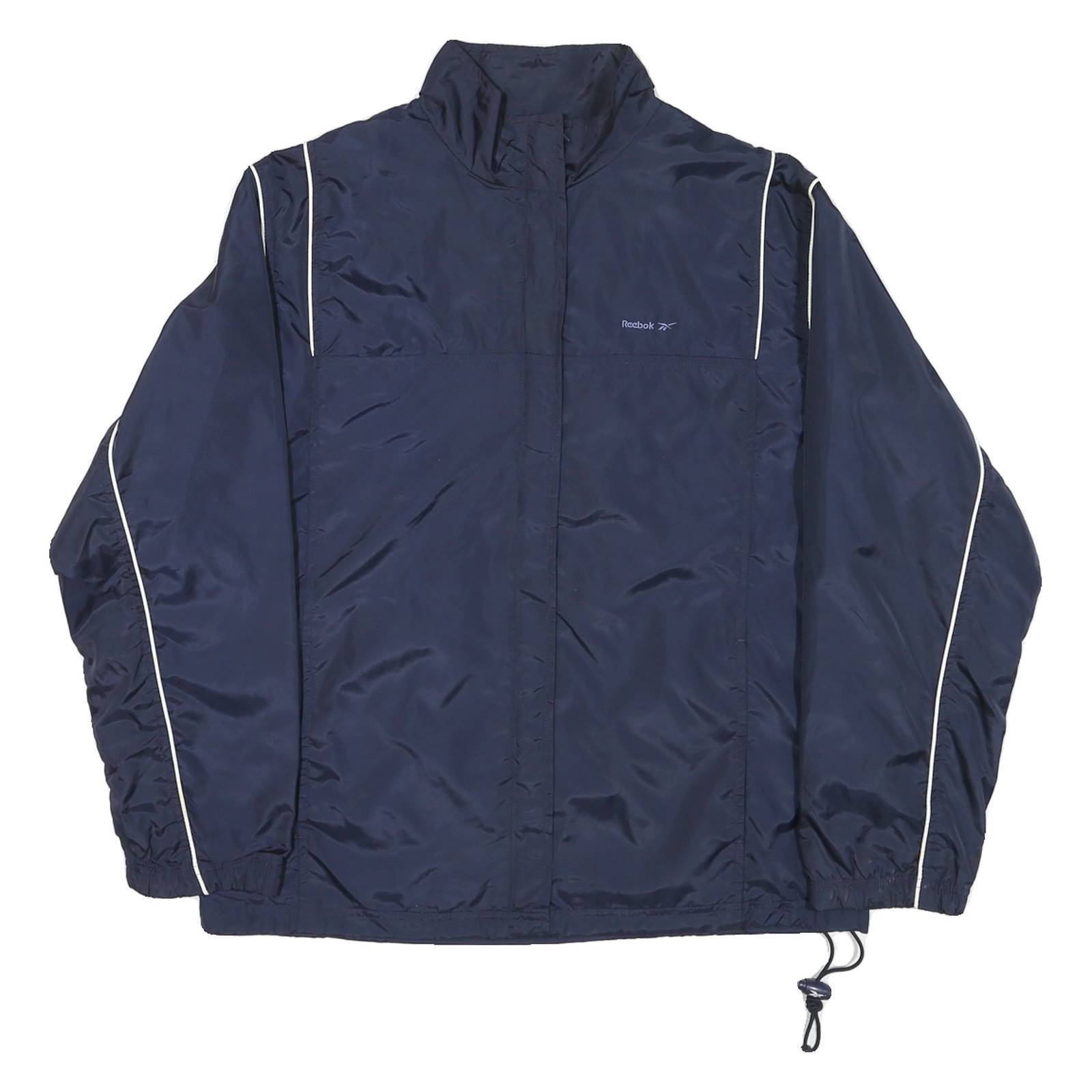 REEBOK Mens Navy Blue Jacket M Nylon Plain Sportswear Activewear Zip