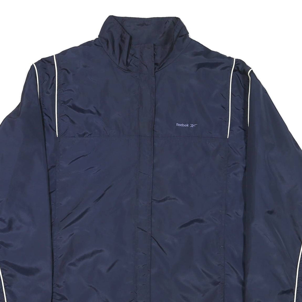 REEBOK Mens Navy Blue Jacket M Nylon Plain Sportswear Activewear Zip