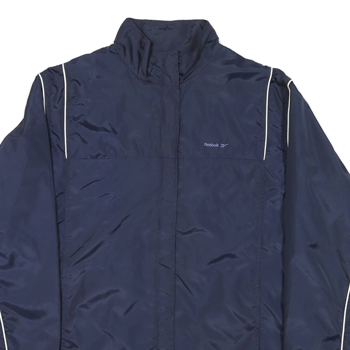 REEBOK Mens Navy Blue Jacket M Nylon Plain Sportswear Activewear Zip