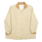 Womens Beige & Tan Button Cotton Blend Classic Jacket L Casual Outerwear