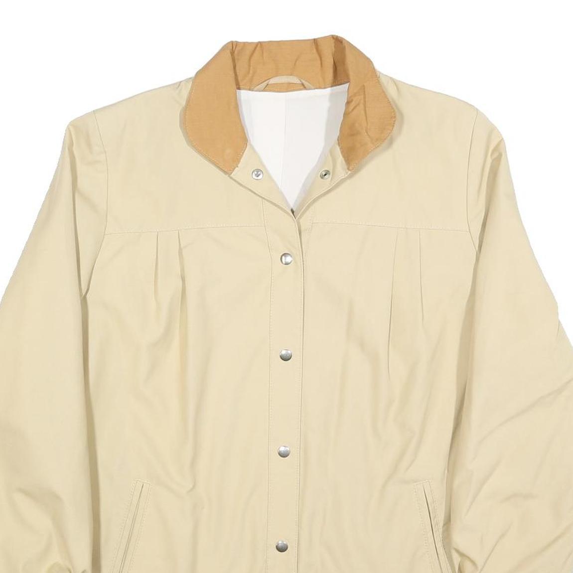 Womens Beige & Tan Button Cotton Blend Classic Jacket L Casual Outerwear