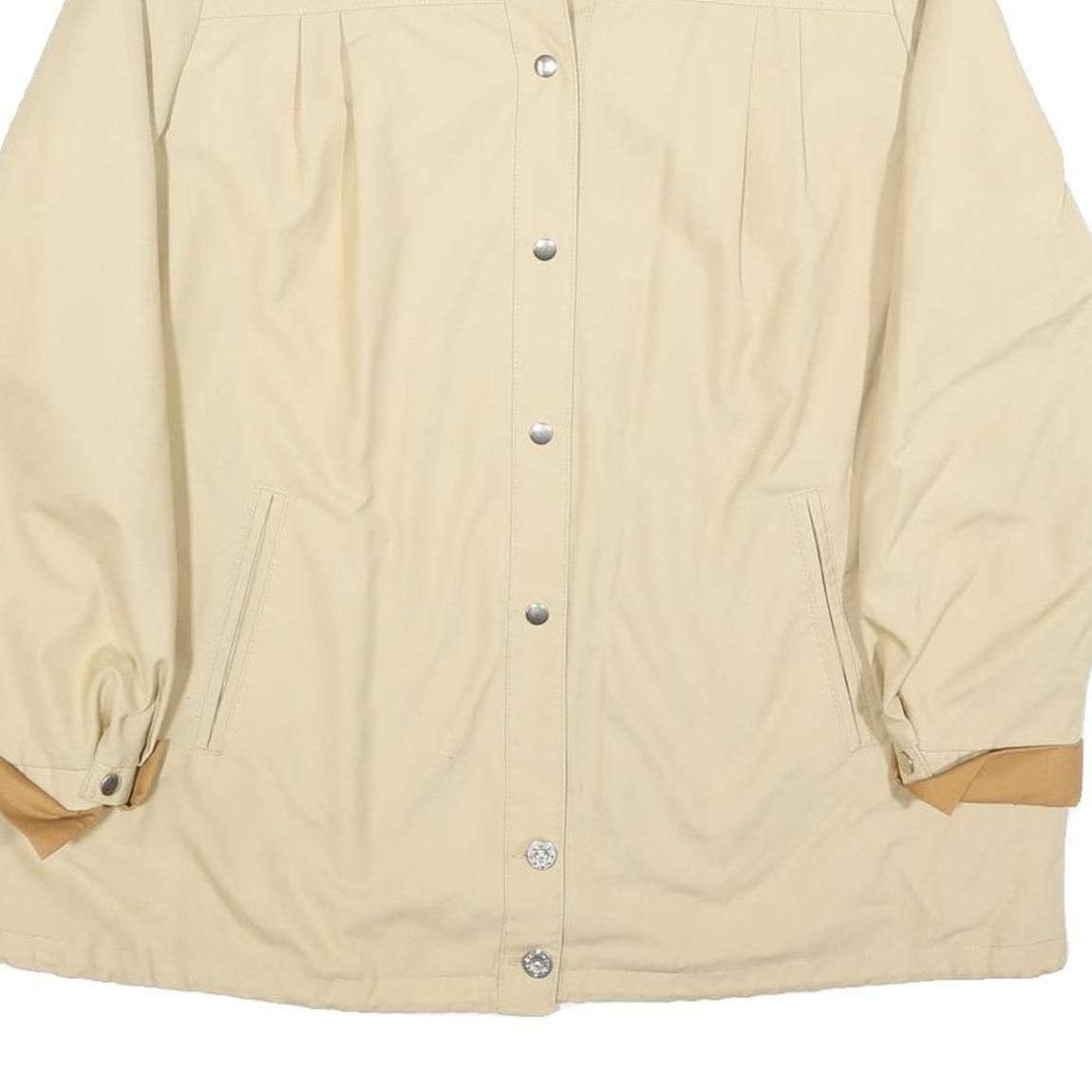 Womens Beige & Tan Button Cotton Blend Classic Jacket L Casual Outerwear