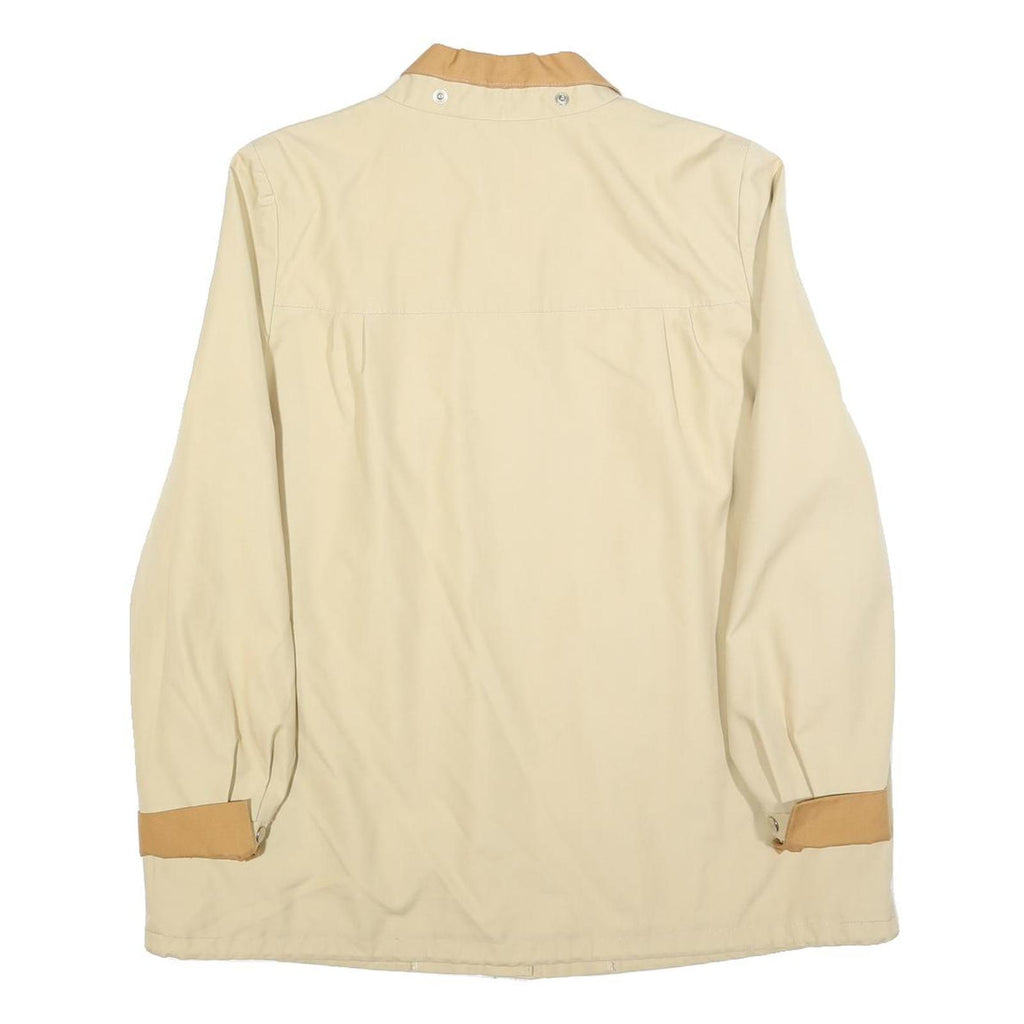 Womens Beige & Tan Button Cotton Blend Classic Jacket L Casual Outerwear