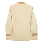 Womens Beige & Tan Button Cotton Blend Classic Jacket L Casual Outerwear