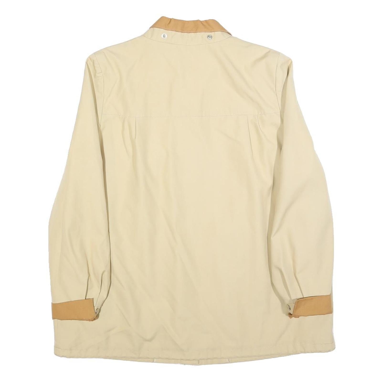 Womens Beige & Tan Button Cotton Blend Classic Jacket L Casual Outerwear