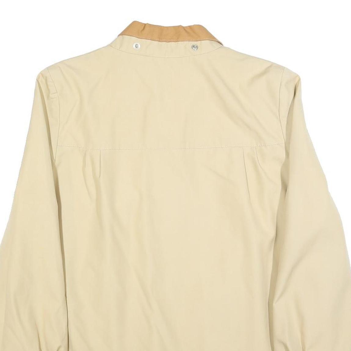 Womens Beige & Tan Button Cotton Blend Classic Jacket L Casual Outerwear