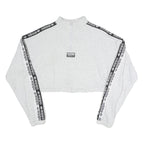 ADIDAS Womens Grey Sweatshirt 1/4 Zip Crop Top UK 8 Sportswear Logo Tape