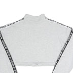 ADIDAS Womens Grey Sweatshirt 1/4 Zip Crop Top UK 8 Sportswear Logo Tape